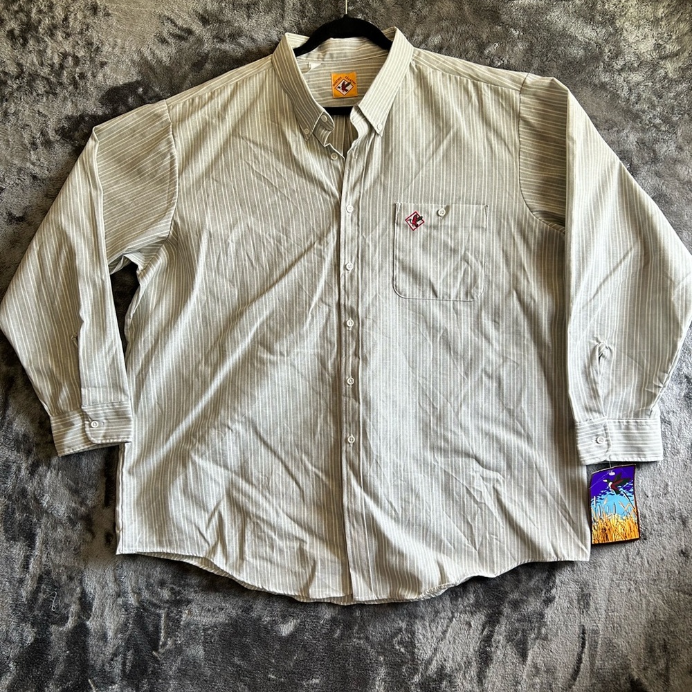 Raintree Country Shirt Mens 3XL Olive Green Stripe Button Up Made USA NWT
